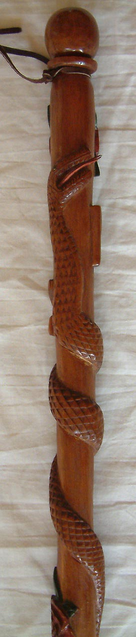 Rare NZ wooden POW carved snake cane